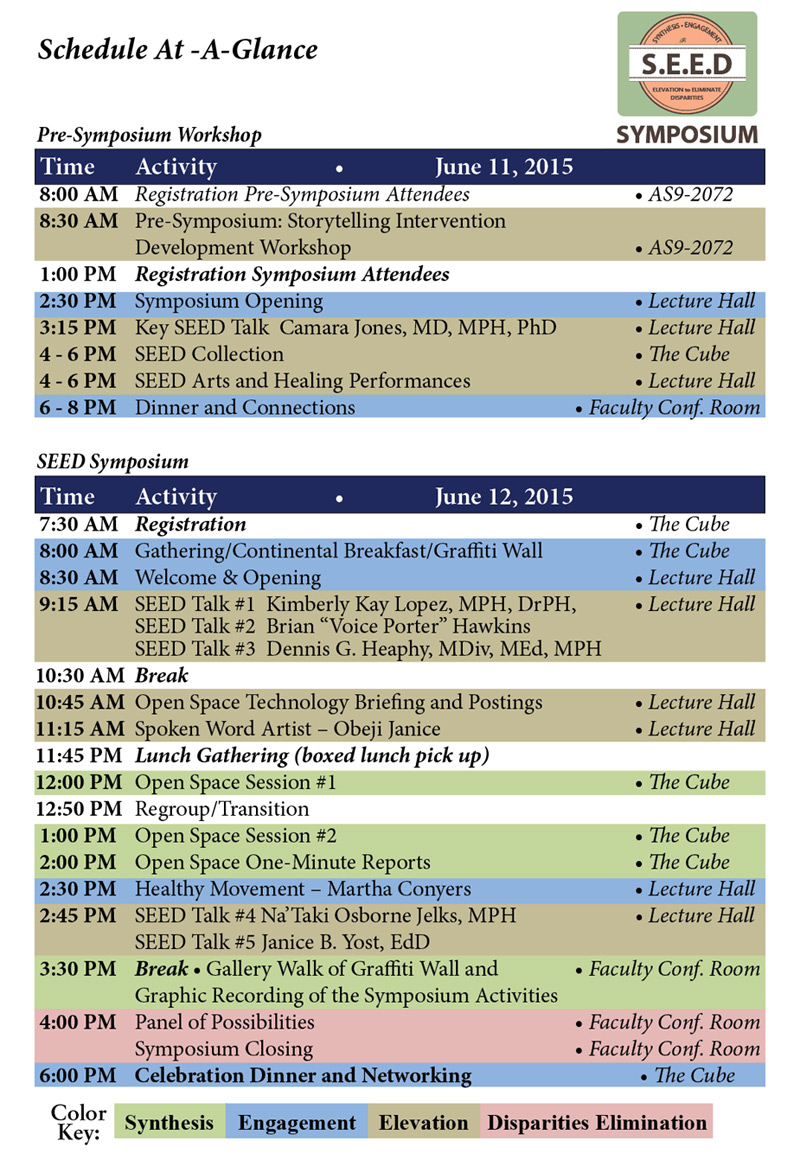 SEED Symposium schedule